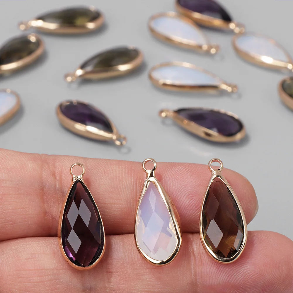 Wholesale Fashion Long Water Drop Shape Crystal Pendant 25x10mm Glass Charms For DIY Women Drop Earrings Necklace Jewelry Making