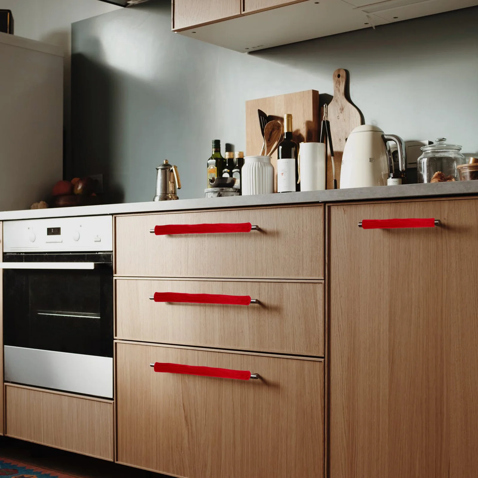 

2 Pieces Door Handle Wrap Cloth Machine Washable Fridge Glove for Double-Door Fridge Elegant Handle Covers Home Appliance Decor