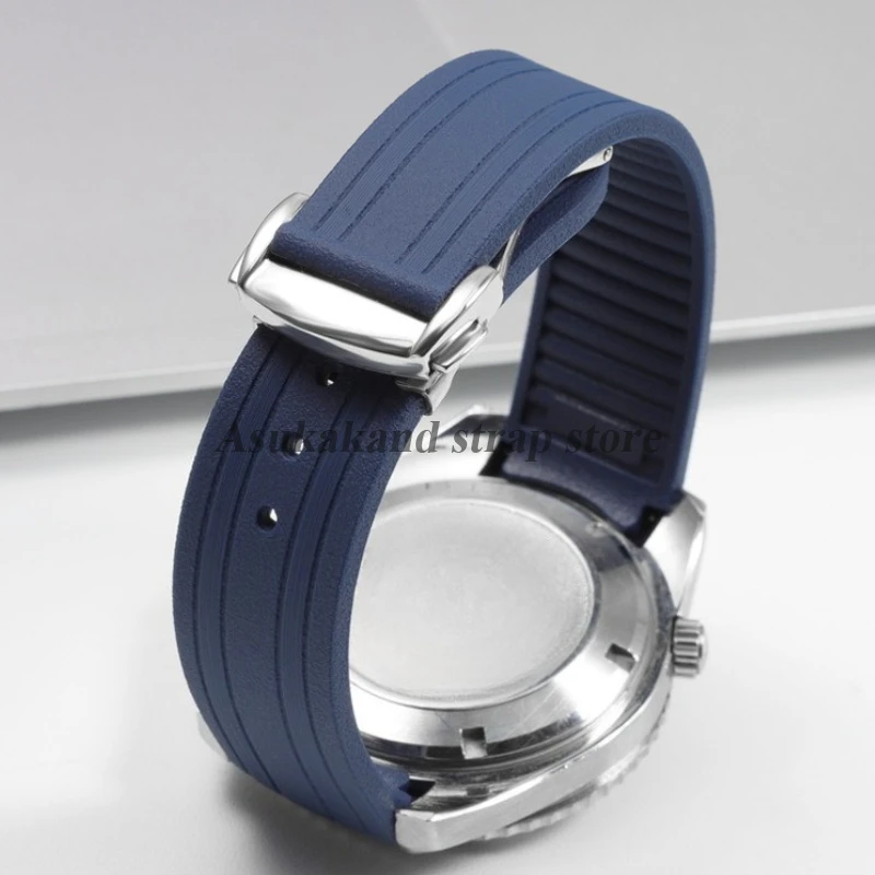 湾曲した端ゴムシリコン時計バンドオメガ用シーマスター 300 防水リストベルト男性女性 20 ミリメートルブレスレット時計アクセサリー