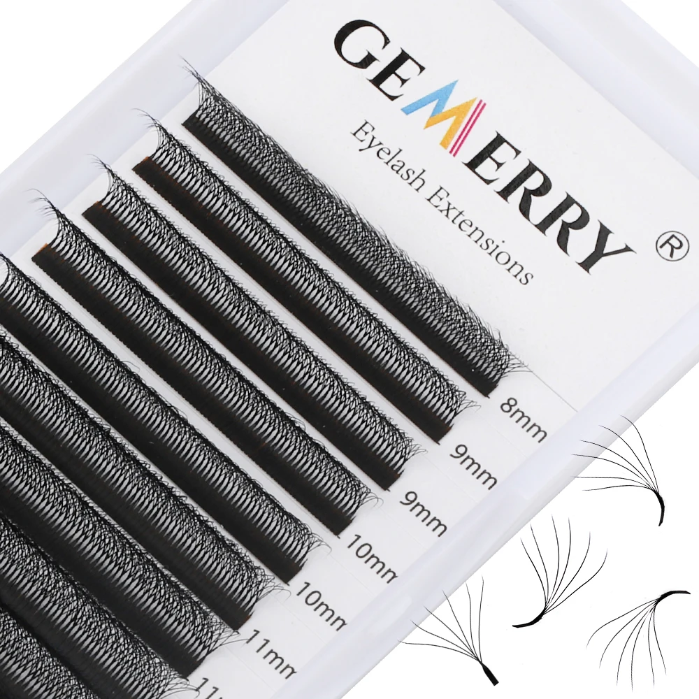 Gemerry Real 6D W Shape Eyelash Extension Premade Volume Fans W Style Shaped Lashes Cluster Natural Makeup Supplies Fake Lash