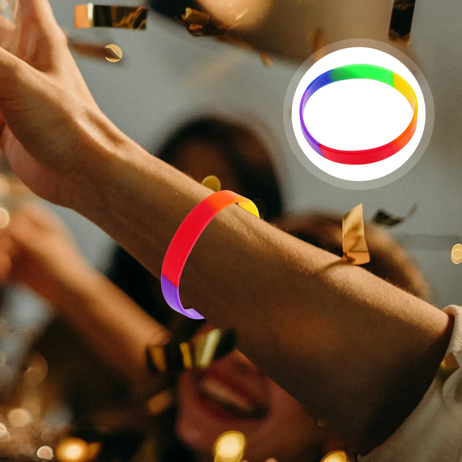 

20Pcs Rainbow Silicone Wristbands Flexible Bracelets Pride Parade Party Favor Supplies Silicone Wristband
