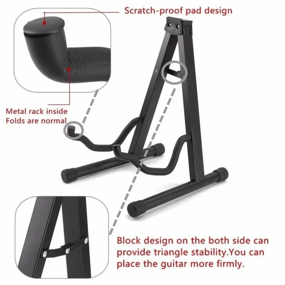 Easy To Assemble Vertical Guitar Stand a-Frame Metal Portable Guitar Rack Black Tripod Universal a Frame Floor Stand Banjo view 2