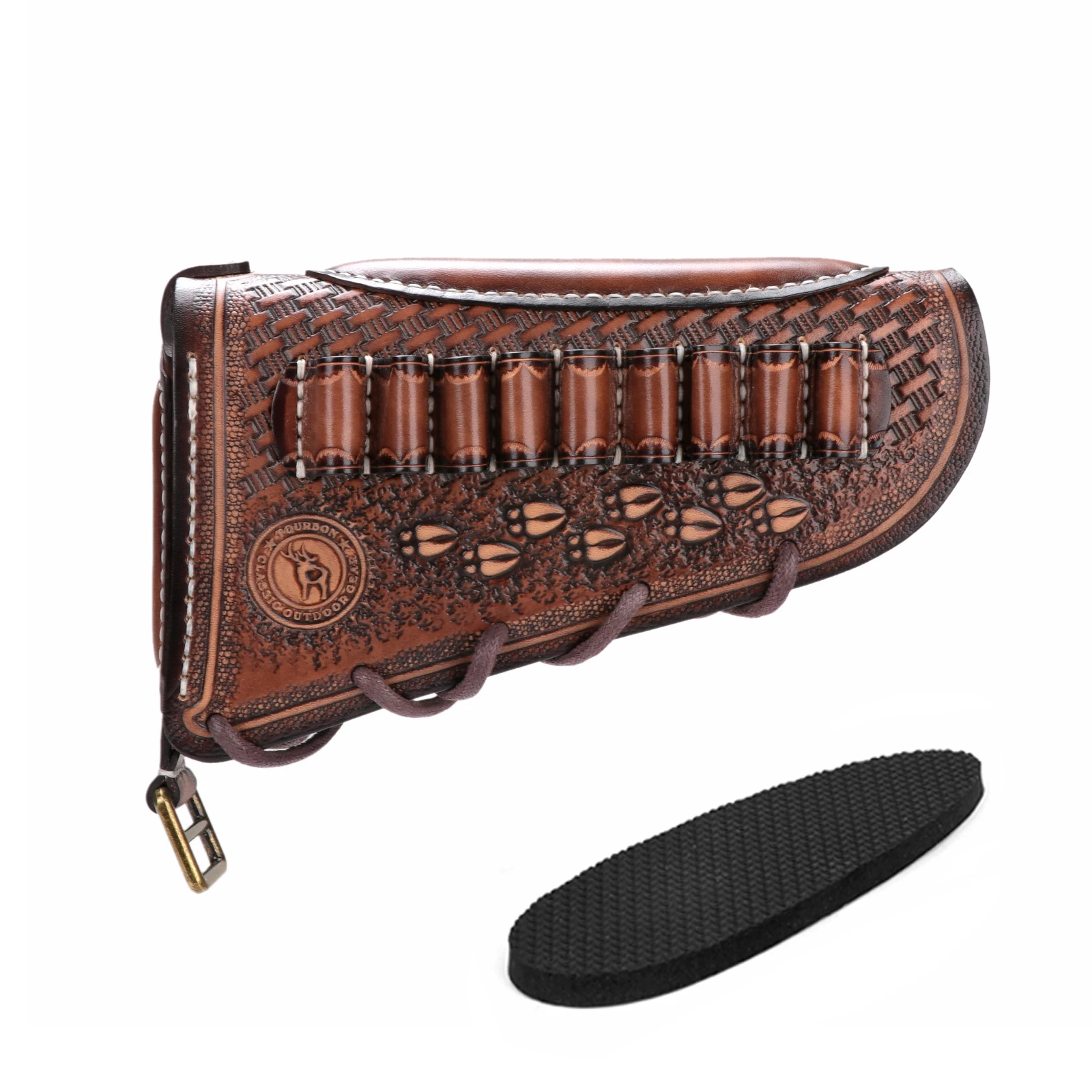 

Tourbon Hunting Leather Gun Butt Stock Cover Rifle Cheek Rest Adjustable with Ammo Hoder Fits for 30.06, 30.30, 308 ect.