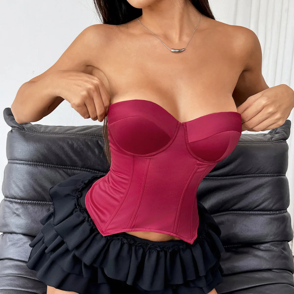 

Y2k Clothing Sleeveless Off Shoulde Corset Crop Tops Sexy Drawstring Shaper Camisole Slim Tank Top Vest Summer Bustier for Women