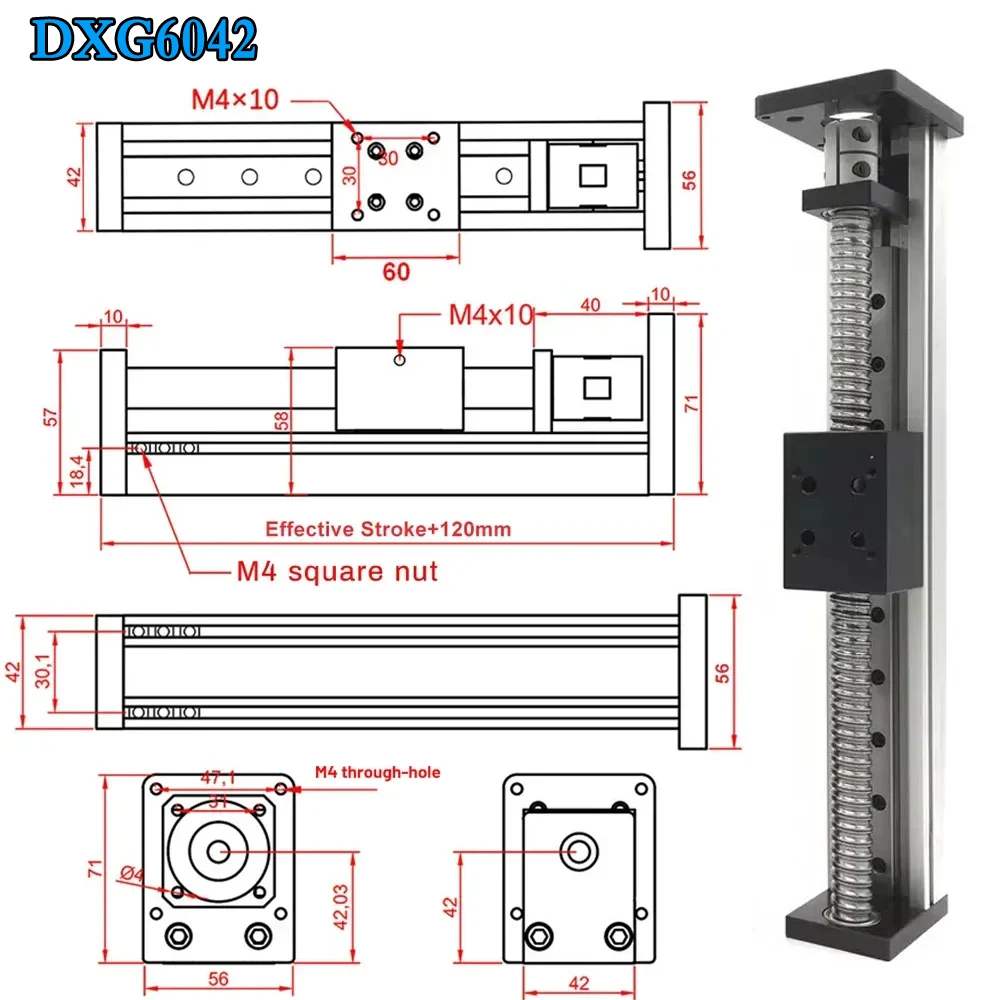 CNC Ball Screw Sliding Table Linear Rail100-300mm Stroke SFU1605 C7 Ballscrew Sliding Table Stage Linear Rail for CNC 3D Printer