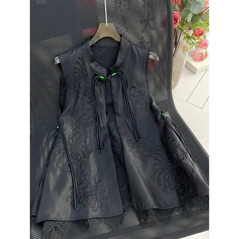 

2025 Chinese Style Traditional Improvrd Tangsuits Vest Oriental Style Sleeveless Waistcoat Jacket Women Elegant Vests Cardigan