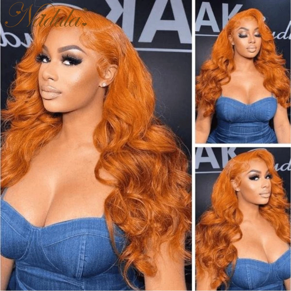 Nadula Hair 13x4 Lace Frontal Ginger Body Wave Pre-Everything Wig Colored Body Wave Transparent Lace Front Put on and Go Wig