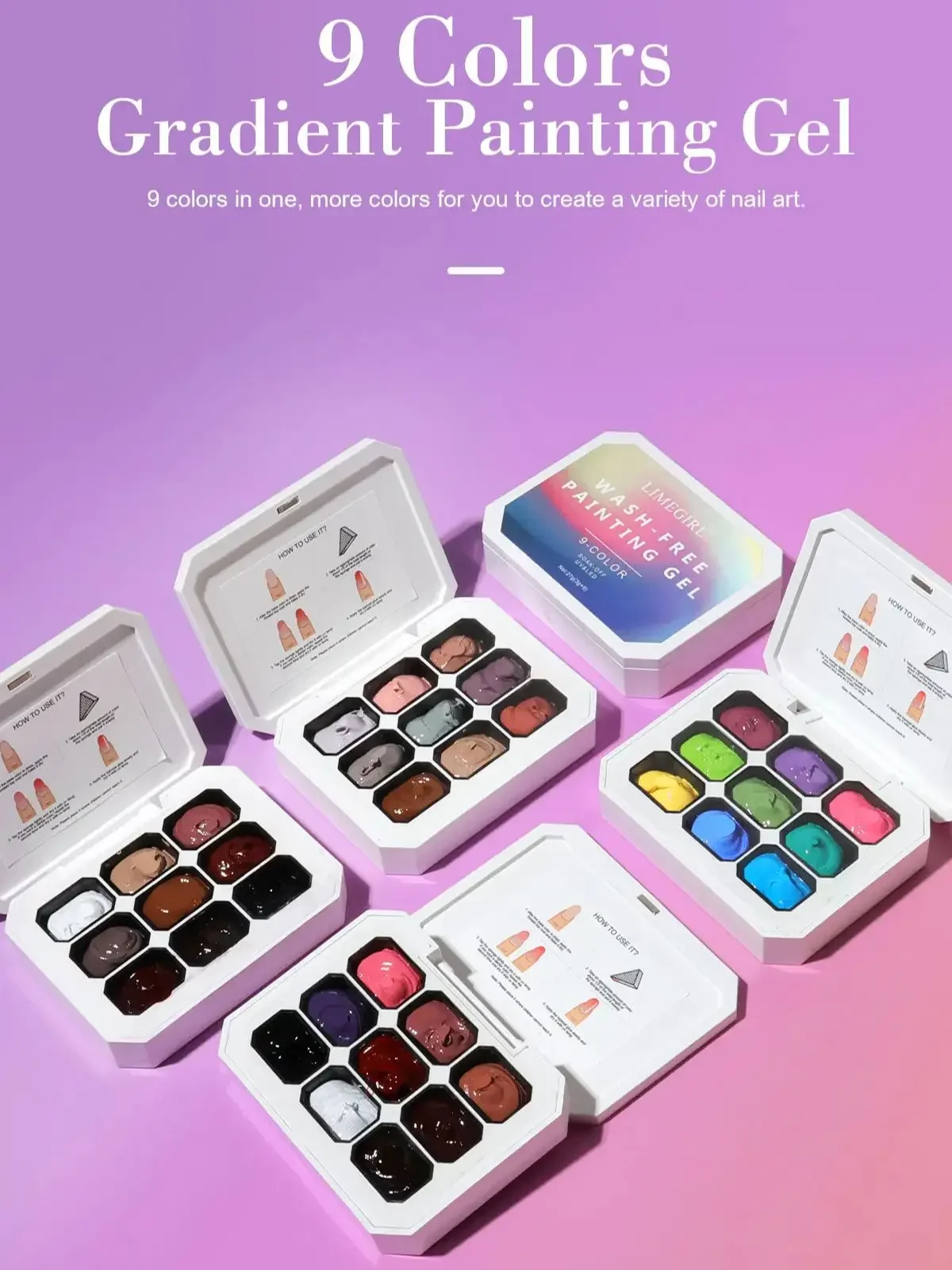 Kit de gel pour ongles LIMEGIRL 7 en 1, gel pour ongles à effet dégradé longue durée, couleur hybride, gel pour ongles à effet dégradé haute texture pour salon de manucure