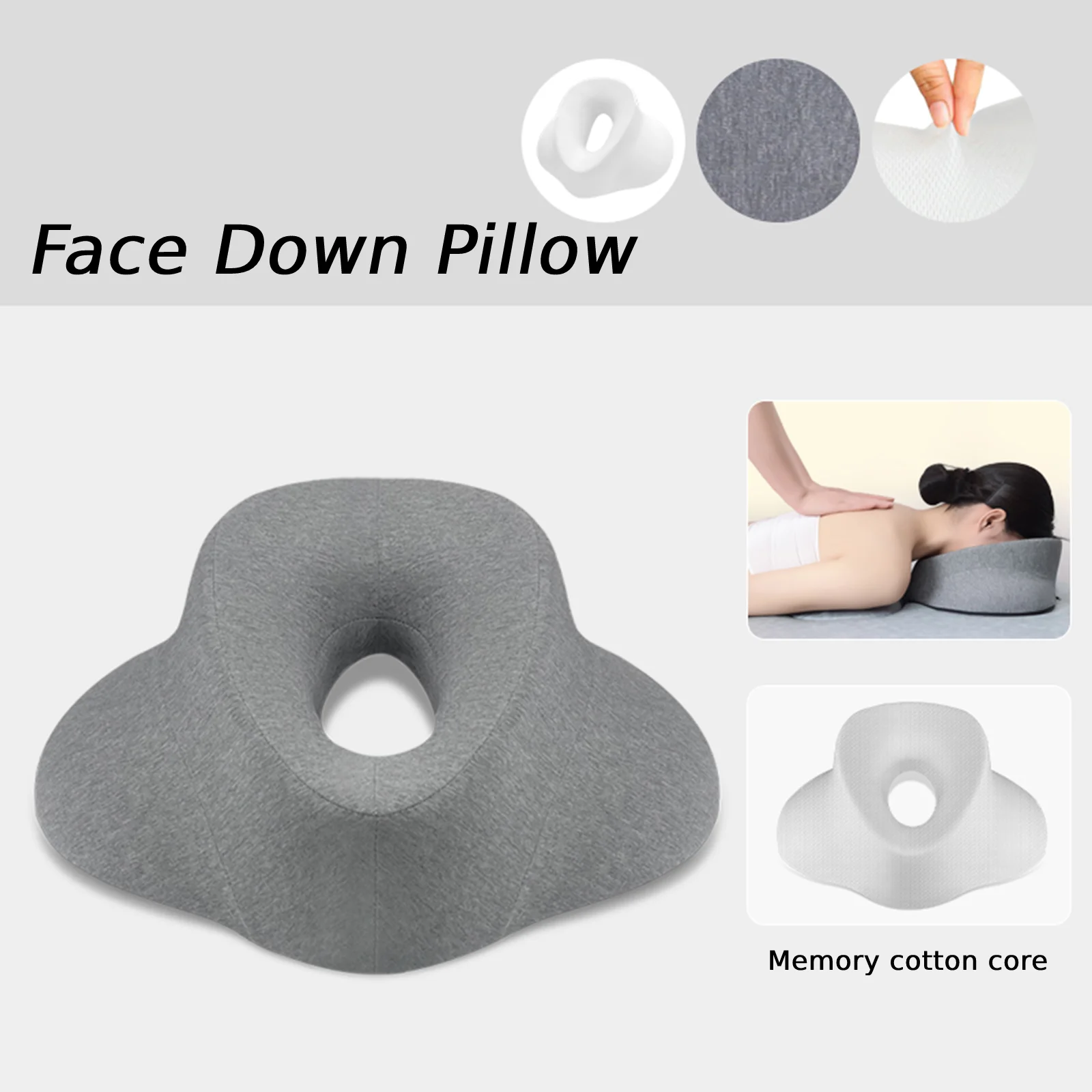 Face Down Pillow Office Travel Soft Ergonomic Prone Pillow Beauty SPA Reusable Lightweight Massage Pillow Head Rest Face Cradle