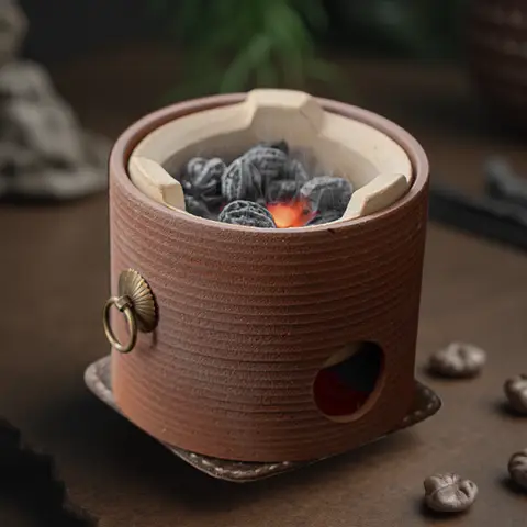 수제 석기 차 만들기 세트, 일본 차 스토브 티팟 가열 베이스, 가정용 티팟 워머 주전자 스탠드, 다도, 570ml