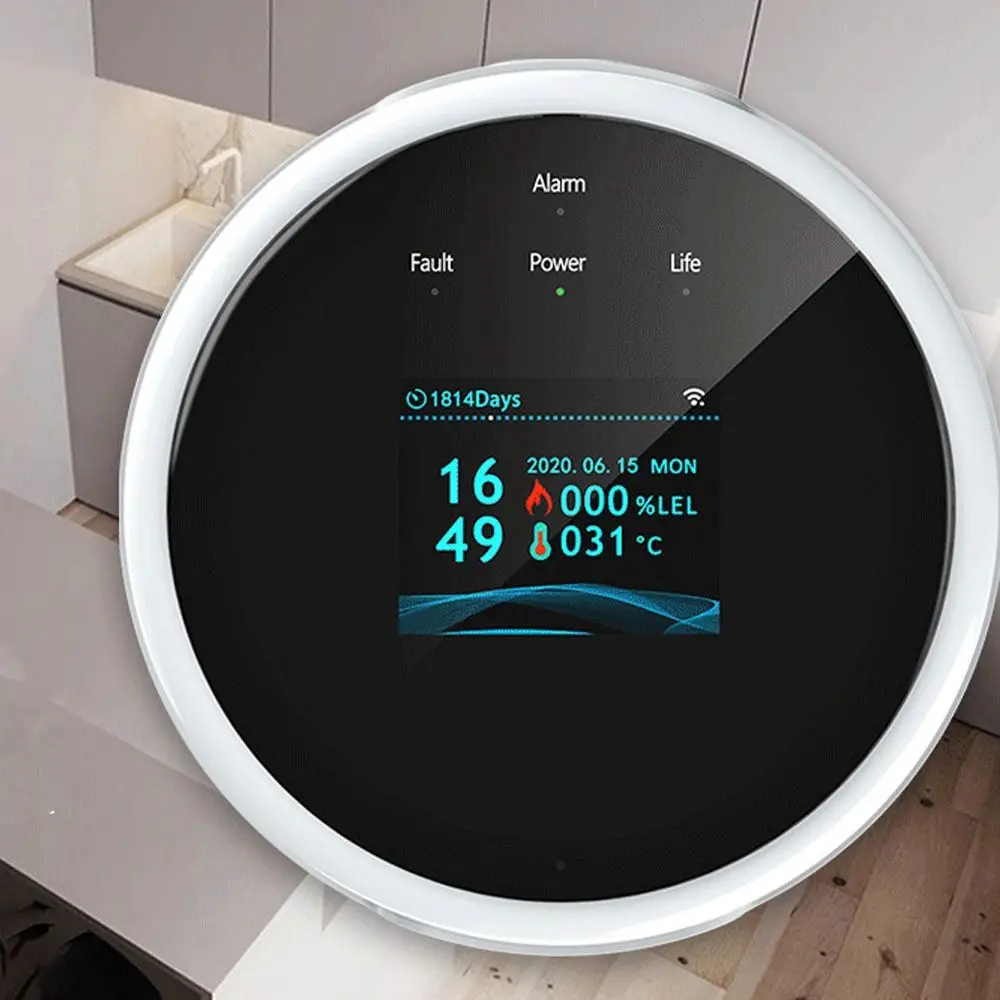 ذكي واي فاي كاشف تسرب الغاز الطبيعي APP التحكم الرقمي LED تسرب الغاز الاستشعار حساسية عالية عرض درجة الحرارة #5