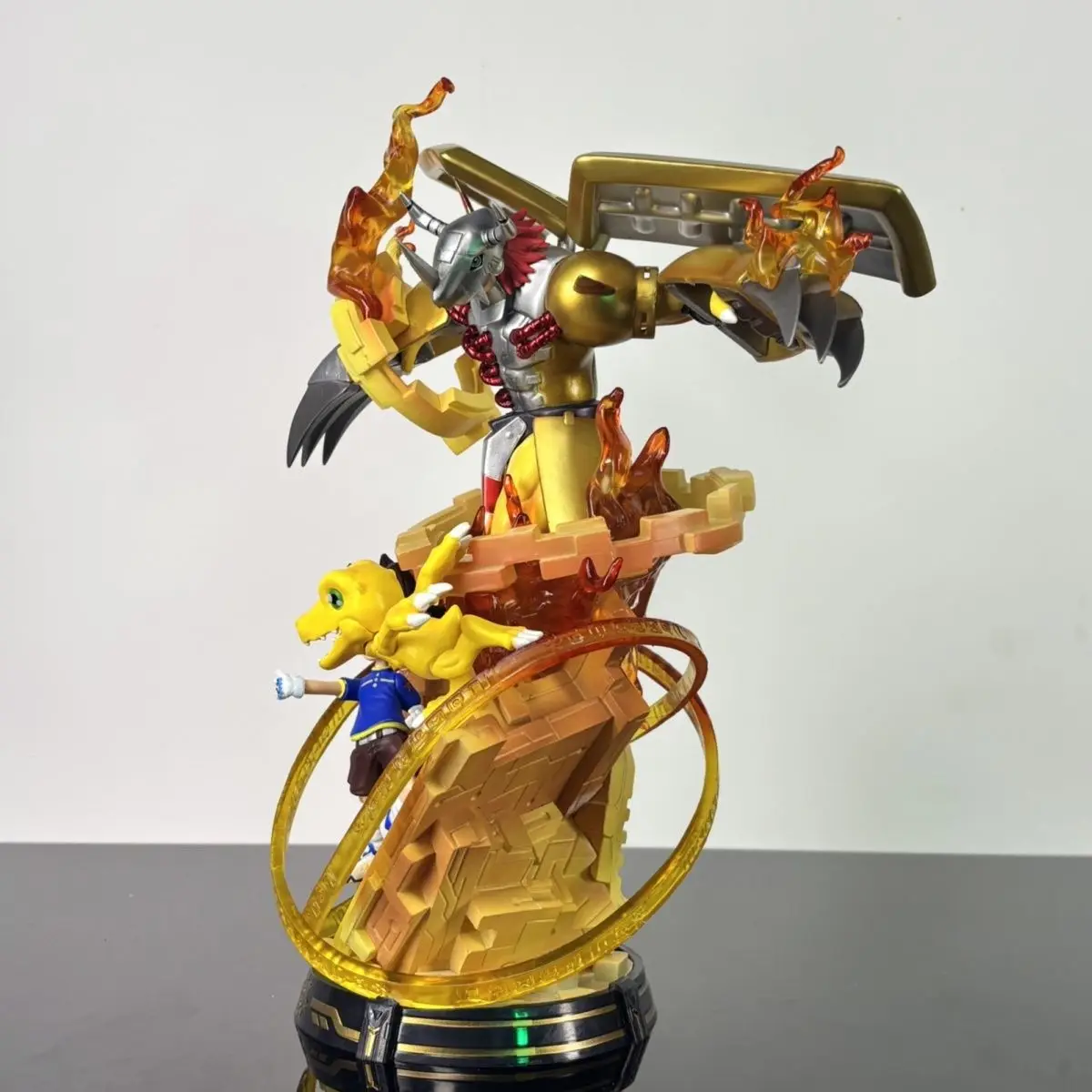 Digimon Figure Greymon Figures Luminescent Statue 32cm Anime Figurine Collection Model Desk Ornaments Kids Toys Birthday Gifts