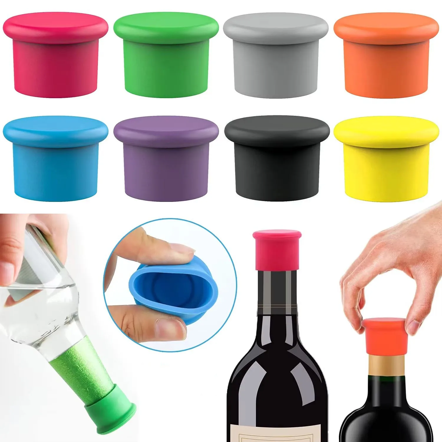 1/2pcs Silicone Wine Bottle Stopper Bottle Caps Wine Stopper Family Bar Leakproof Preservation Tools Food Grade Silicone