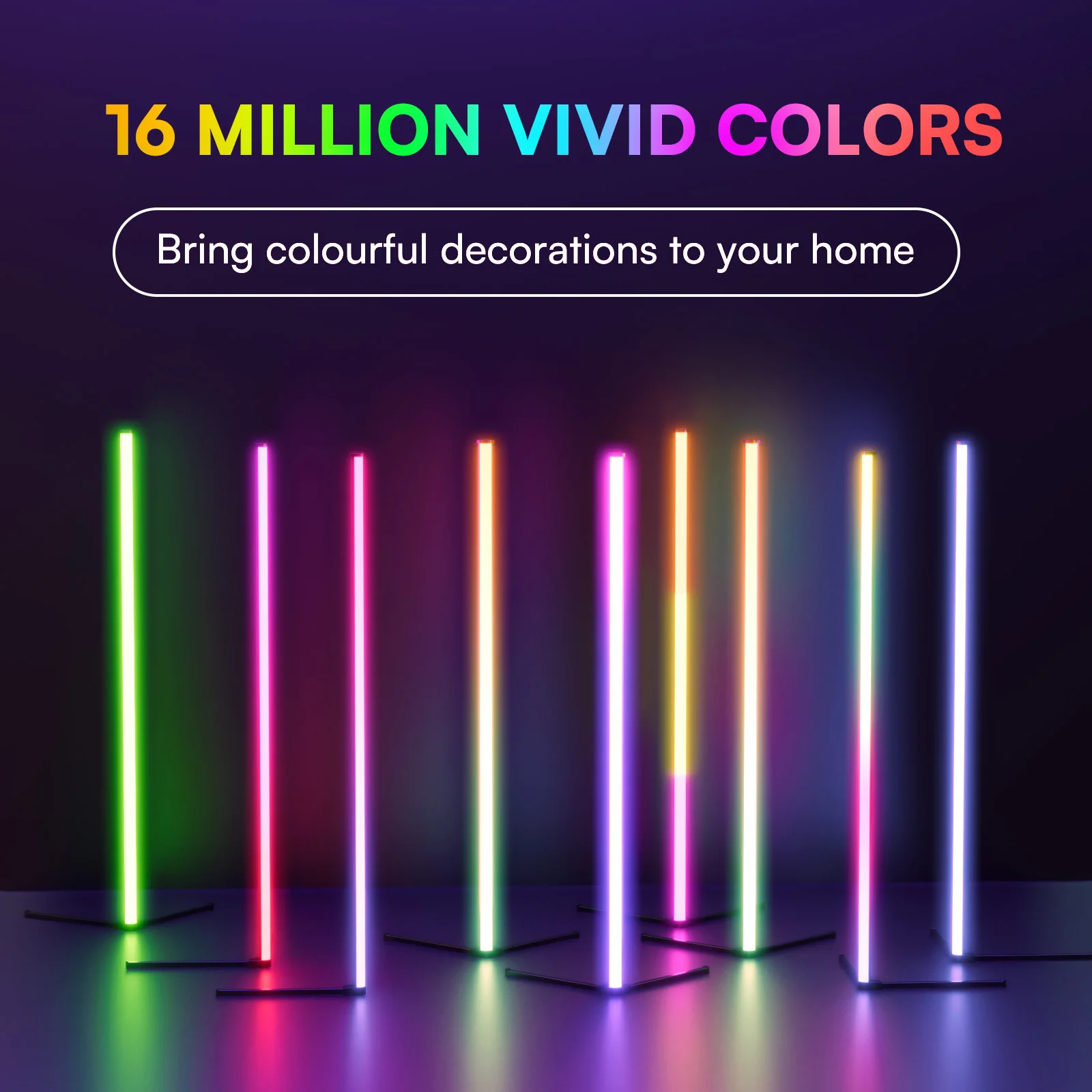 Luci da pavimento angolari da 1/2 pezzi - Cambio colore fai-da-te da 16 milioni, luci moderne intelligenti RGB con telecomando e presa USB di controllo APP