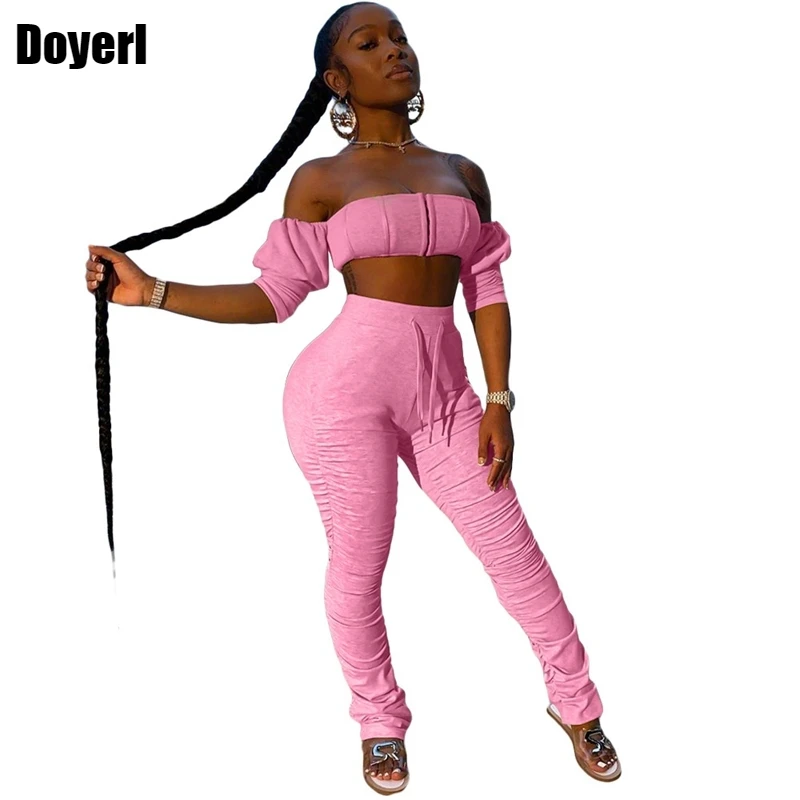 

Pink Two Piece Set Top and Pants Summer Women Tracksuit Casual Stacked Leggings Set Matching Sets Sexy Club Outfits for Women