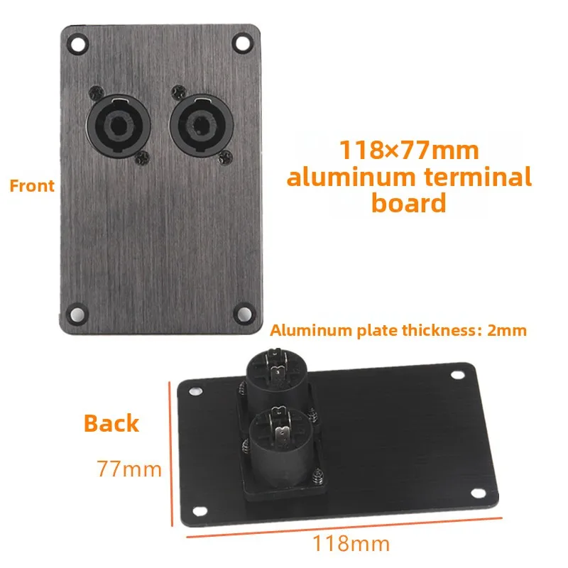2 stuks aluminium audio-aansluitplaat, dubbele 4-pins XLR-aansluiting, bevestigingsplaat voor luidspreker.