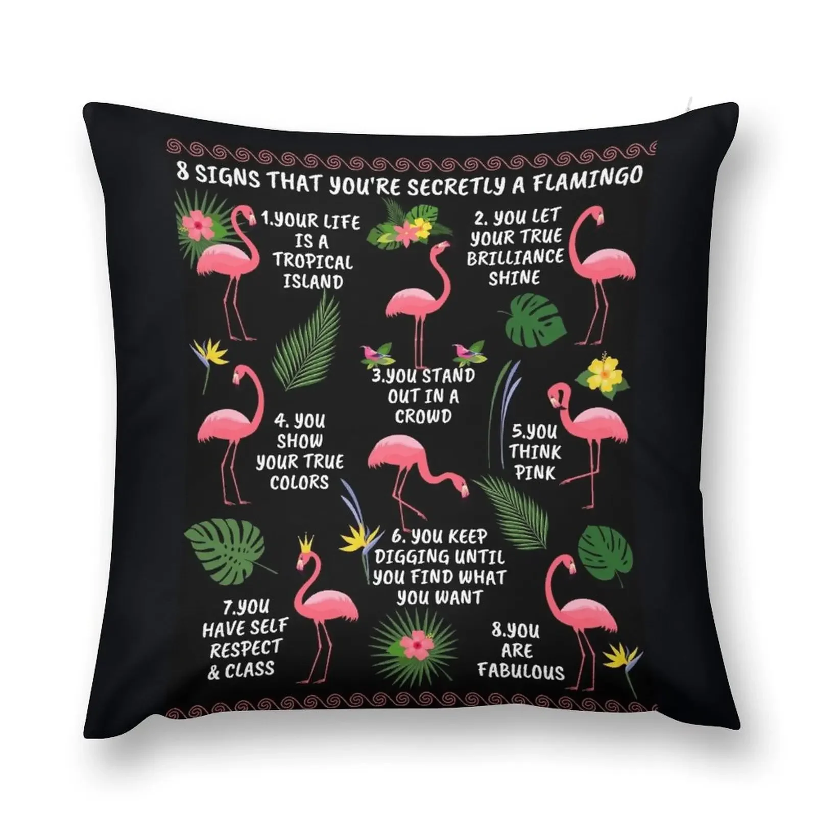 Eight Signs That You Are Secretly a Flamingo Crazy Flamingo Lady Funny Flamingo Gifts For Women Throw Pillow luxury decor pillow