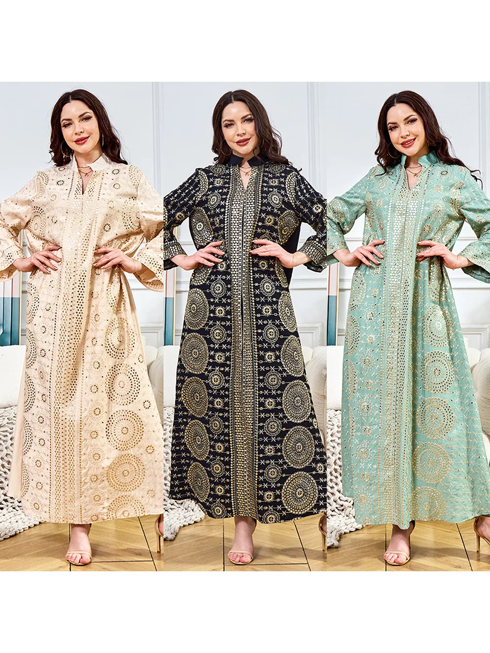 

Women's Clothing Muslim Fashion Beads Abaya Fashionable Studded Elegant Temperament Evening Dress Gorgeous Parry Style