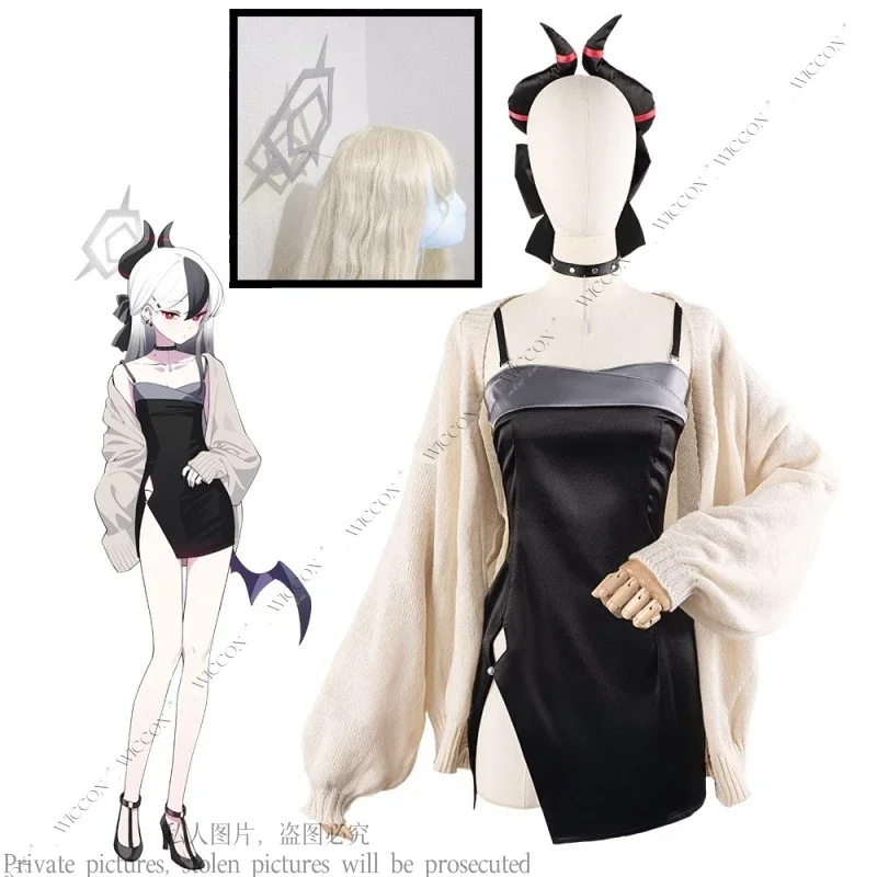 Kayoko Onikata Anime blau Spiel Archiv Cosplay Kostüm Anime Kleider Weihnachten Halloween Perücke Kopf bedeckung schwarz und weiß Frau