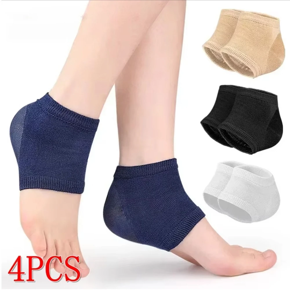 4 Peças Protetores de Calcanhar em Gel, Almofadas e Conchas para Calcanhar, para Cuidado dos Pés, Hidratação da Pele e Prevenção de Rachaduras e Ressecamento, Meias de Calcanhar