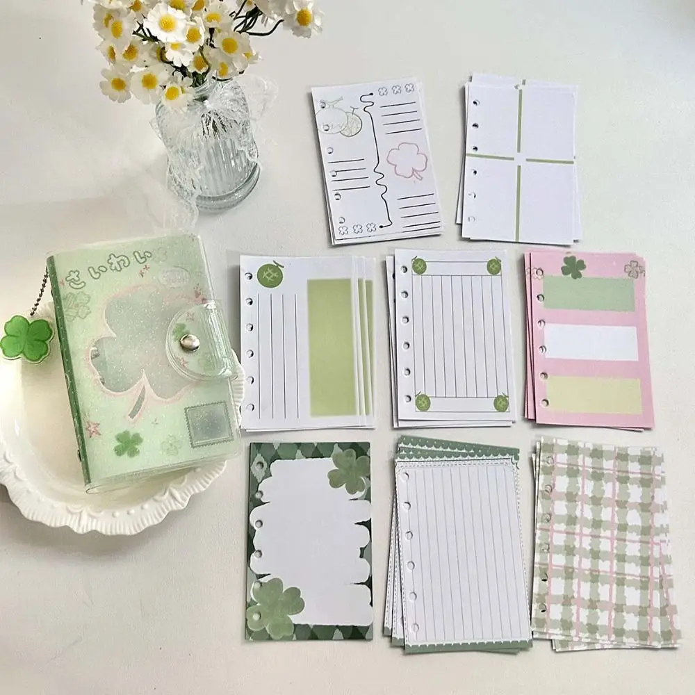 Girl Glitter A7 Size Binder Pudding Pocket Removable Four-Leaf Clover Binder Stationery Sticker Storage Book Loose-Leaf Notebook