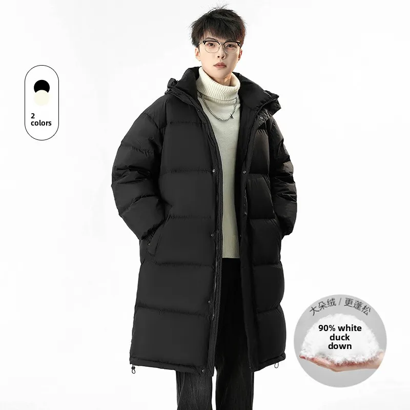 

Мужская зимняя утепленная куртка из утиного пуха, теплая, с наполнителем из 90% белого утиного пуха, в корейском стиле, свободного кроя, верхняя одежда