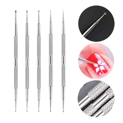 5Pcs Nail Art Dotting Pen Set Dual-Ended Stainless Steel Rhinestone Crystal Placement Tools for Acrylic Manicure Painting Design