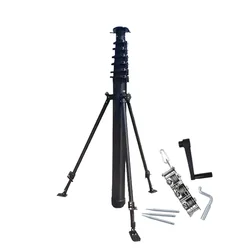 2.5m  4m 5m 6m 7m Manual Lifting Tripod Telescopic camer Tower Pole Steel Lightweight Portable Antenna Mast