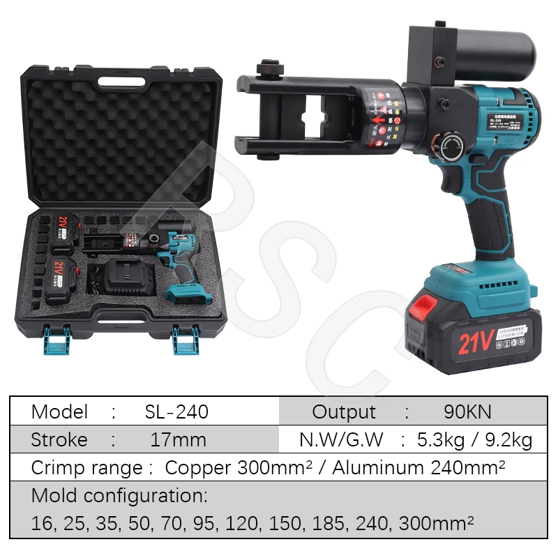 ชาร์จคีมไฮดรอลิก SL-240 ไฟฟ้าไฮดรอลิก CRIMPING คีมสายชาร์จ CRIMPING TOOL CRIMPING ช่วง 16-300mm2