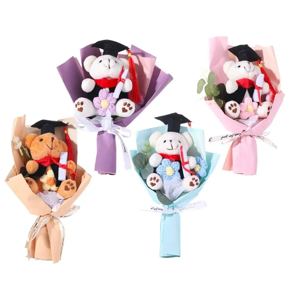 Graduation Season Little Bear Crochet Bouquet Graduation Ceremony Celebrate Party Graduation Flower Bouquet Congratulation