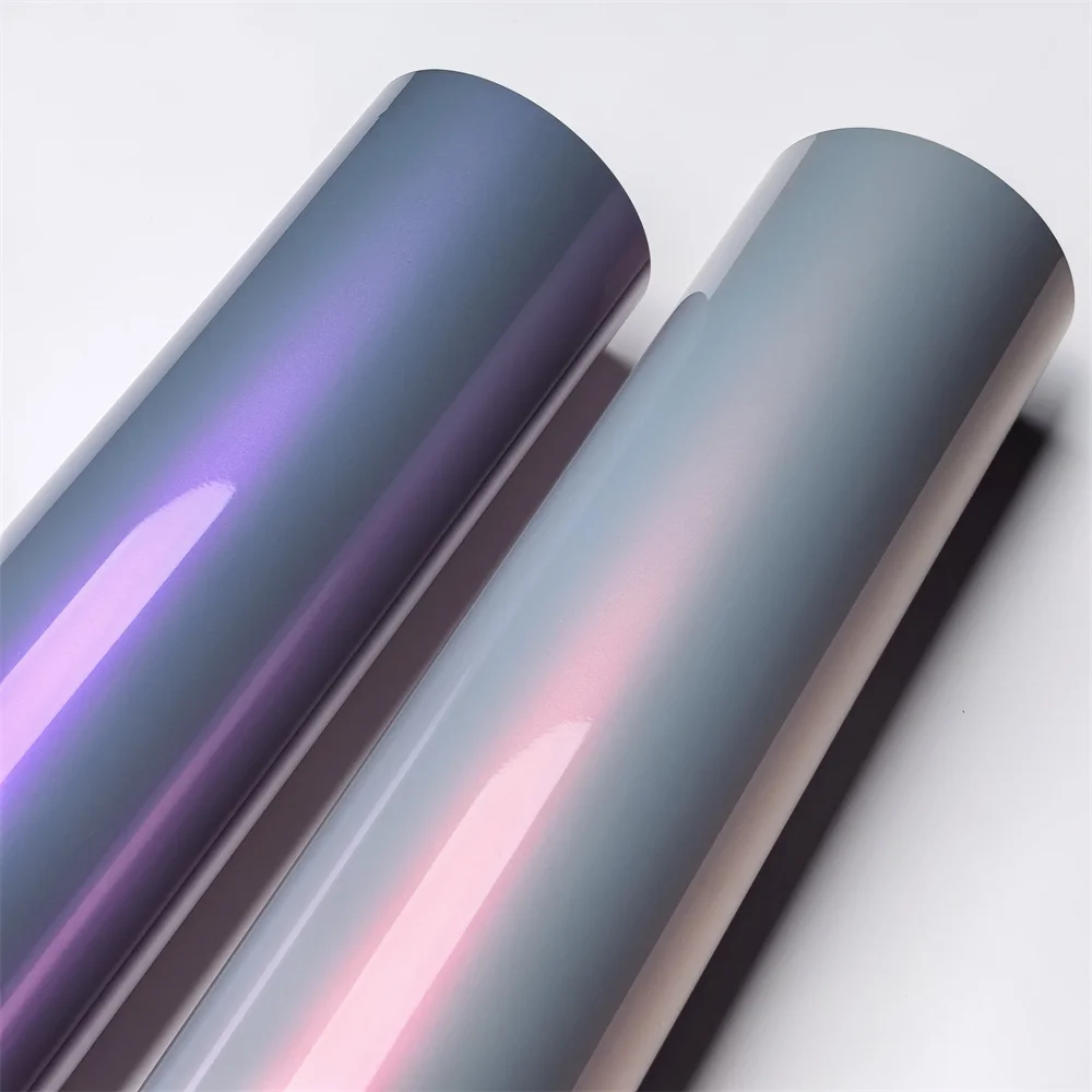 PET Car Wrap Sticker Double Color Valcano Grey Purple Pink Magic Vinyl Film Bubble Free Decal Car Motorcycle Wrapping