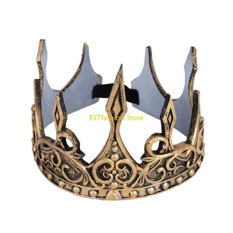 Y5GC Halloween Crown Headband Vintage Imperial Crown Antique King Crown for-Cosplay