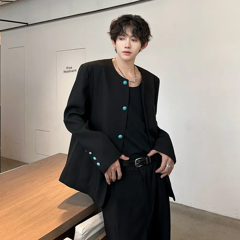 

Мужская куртка Bla Gemstone Button Jaet с короткими рукавами и подплечниками, молодежная, модная, из полиэфирного волокна, весна-осень-зима