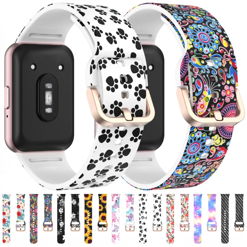 Painted Silicone Strap For Samsung Galaxy Fit 3 Band Patterned Bracelet Wristband For Samsung Galaxy Fit 3 Printed Colour Correa