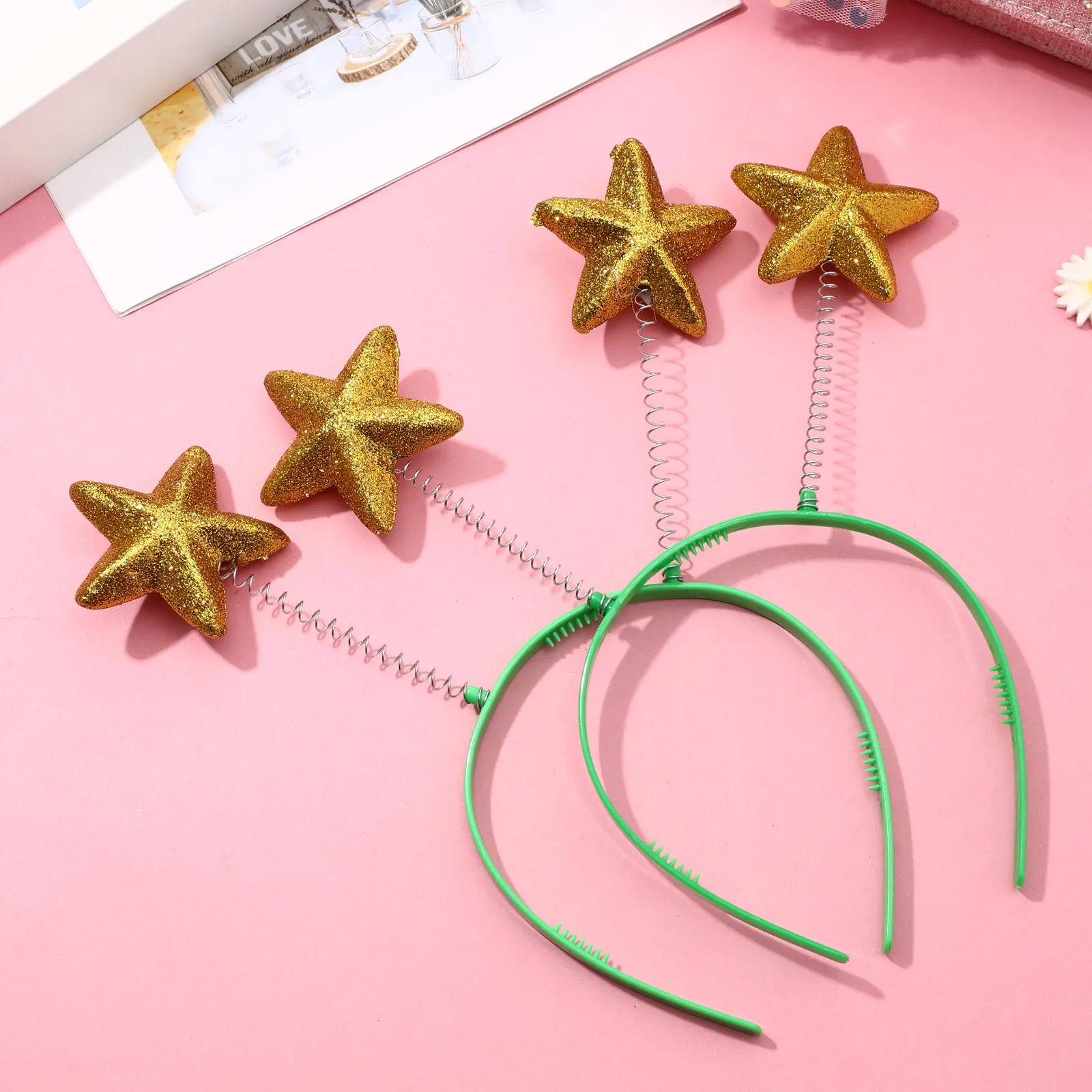 

8Pcs Star Hairband Pentagram Sequined Hair Hoop for Women Party Headdress Birthday Prom Pageant Cosplay Photo Prop Sparkle