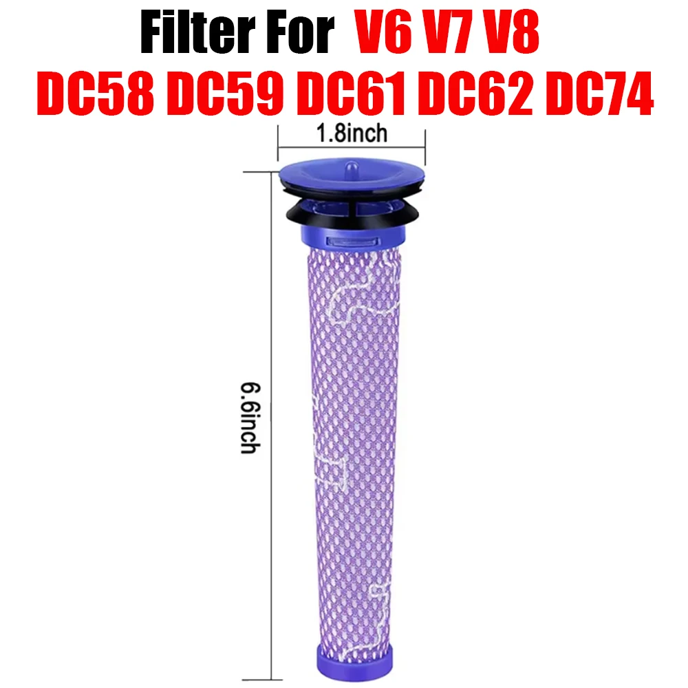 Vervangende borstel en filter voor Dyson V6 V7 V8 V10 V11 V12 V15 DC-serie stofzuigers, voor harde vloeren.