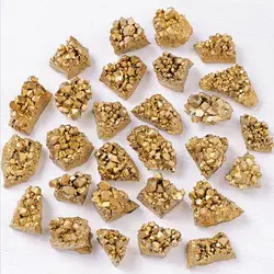 Gold Raw Gemstone Crystal Mineral Specimens Natural Materials Jewelry Making Electroplating Cluster Titanium Geode DIY Gift