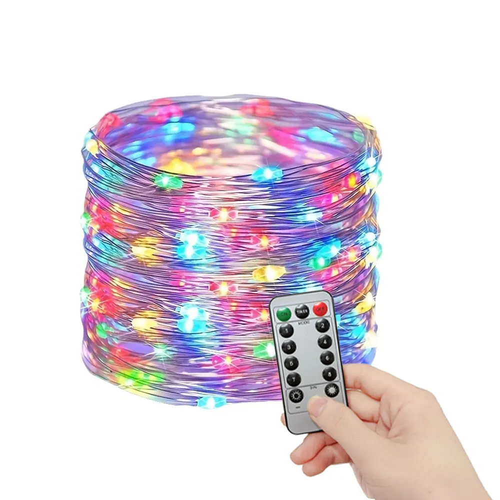 Guirlande lumineuse LED en fil de cuivre et d'argent, 5M/10M/20M, guirlande lumineuse féerique étanche pour noël, décoration de fête de mariage