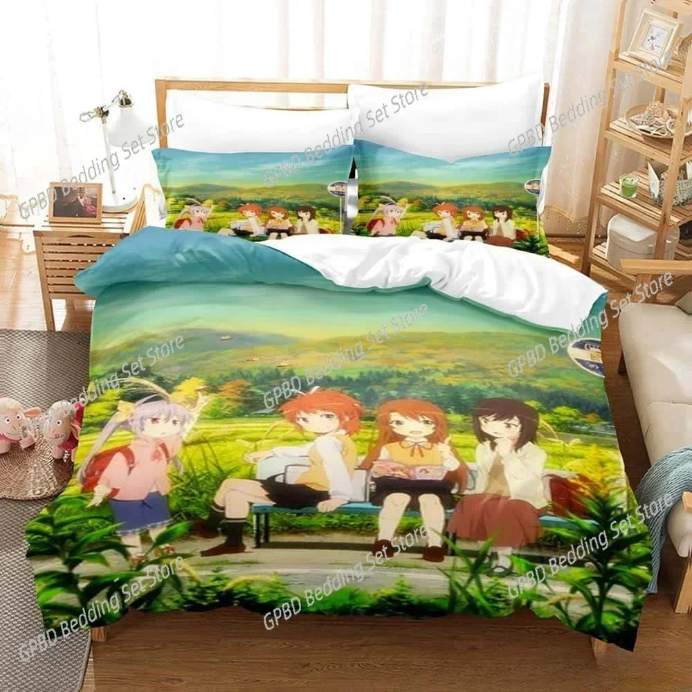Anime Kawaii Girl Non Non Biyori Comfortable Duvet Quilt Cover Pillowcase Bedding Set Children Bedroom Decoration Home Textile