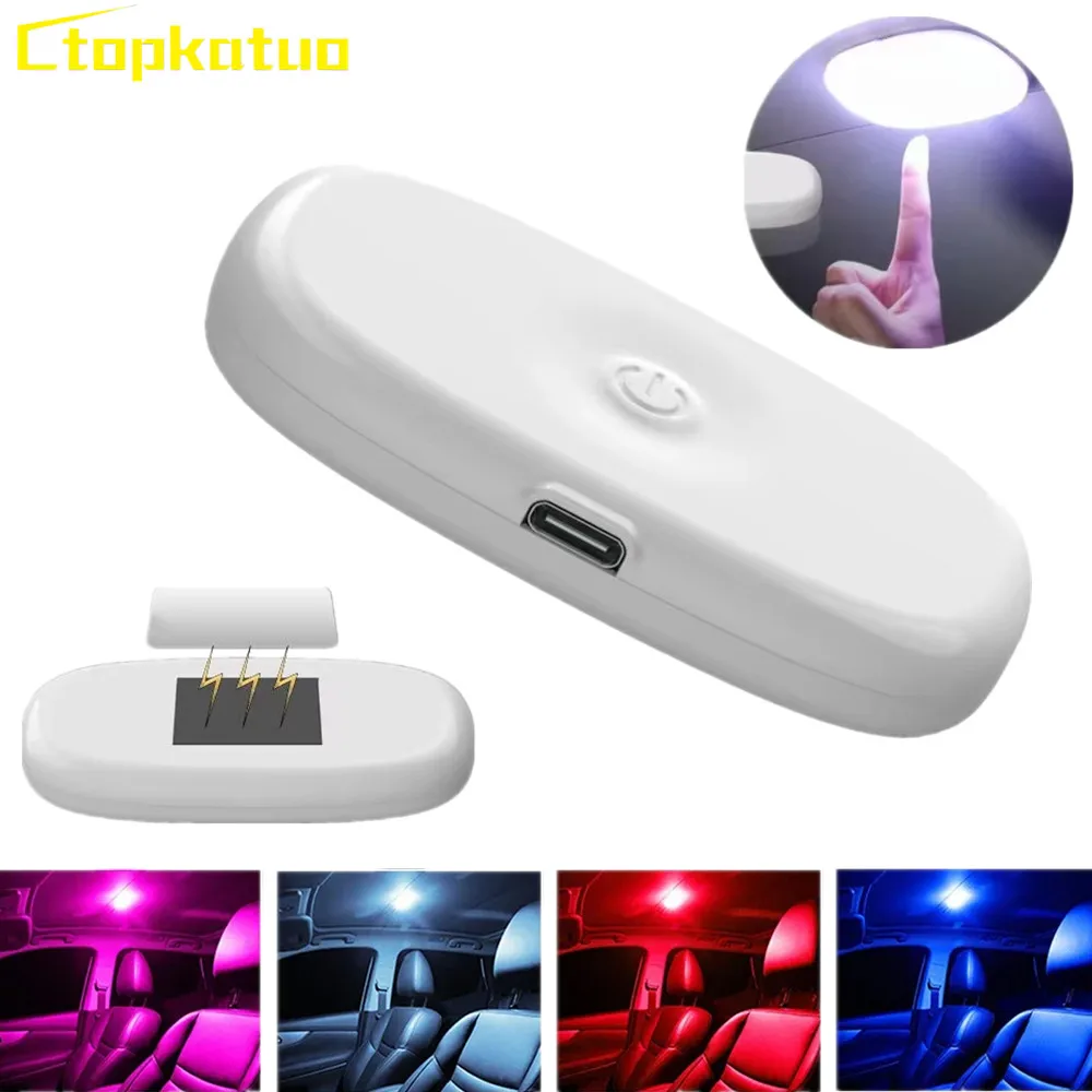 8LED Wireless Touch Light Car Interior USB Reading Light Rechargeable Magnetic Base Auto Roof Trunk Ceiling Lamp 5V