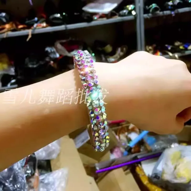 Customized Super Flash Diameter Latin Belly Dance Accessories Hand Diamond Set Arm Bracelet Hand Rings Bellydance Costume