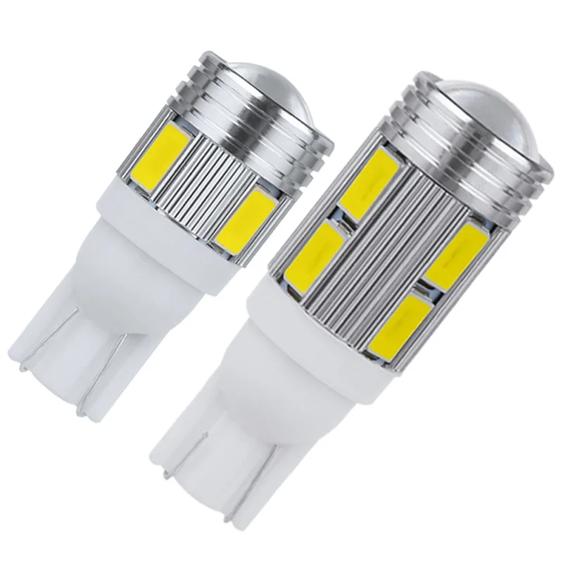 2 PCS T10 W5W LED Signal Bulbs 12V 5630-6/10SMD 7000K White Car Interior Dome Reading Map Door Courtesy License Plate Lights