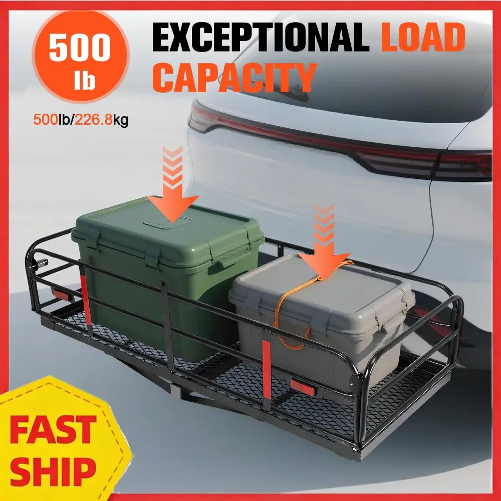 

Hitch Cargo Carrier 500 LBS Capacity Fits 2inch Receiver 60x24x14in with Hitch Stabilizer for Car SUV Camping Traveling