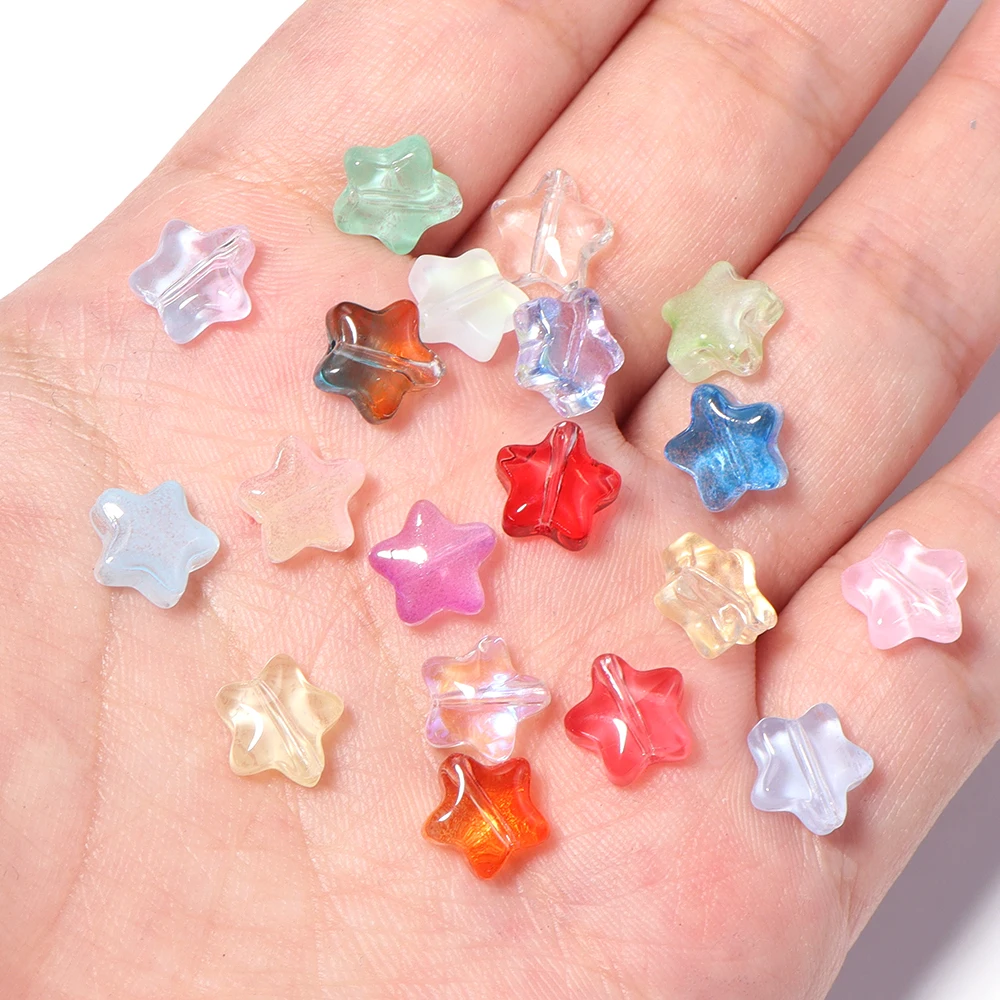 50 Stück 8mm Bunte Fünfzackige Stern-Lampwork-Perlen Lose Abstandshalter-Glasperlen für Schmuckherstellung DIY Armband Schlüsselanhänger Zubehör – Detail 6