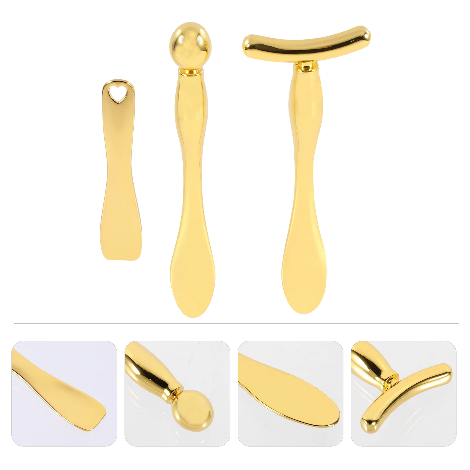 

3Pcs Metal Eye Cream Spoon Face Massage Stick Beauty Applicator Tool Relieve Eye Tension Reduce Dark Circles Portable