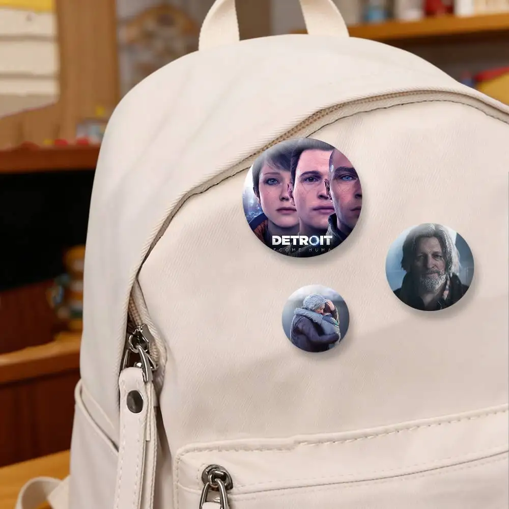 D-Detroit Become Human Game Badges Creative Tinplate Button PinsBrooch Badge Clothes Backpack