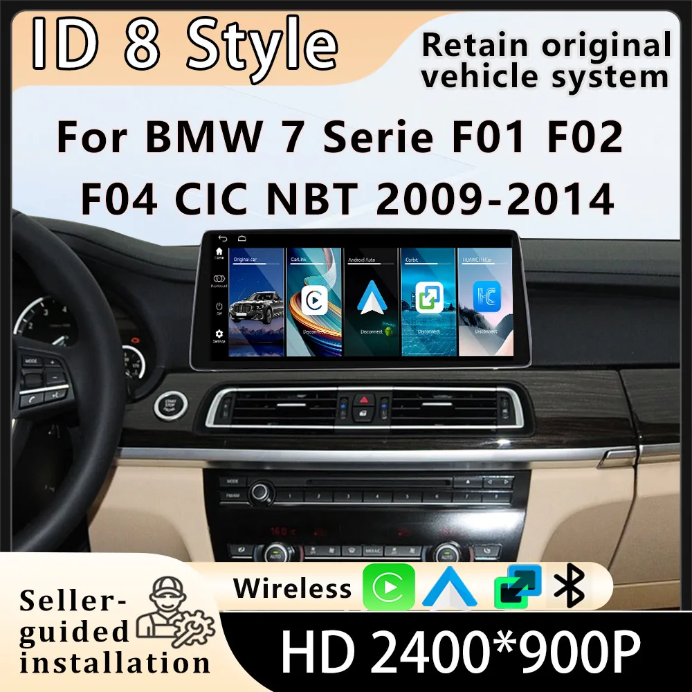 Upgrade 2400*900P For BMW 7 Series F01 F02 F04 CIC NBT 2009-2014 Car Multimedia Player Screen Wireless Carplay Android Auto 12.3