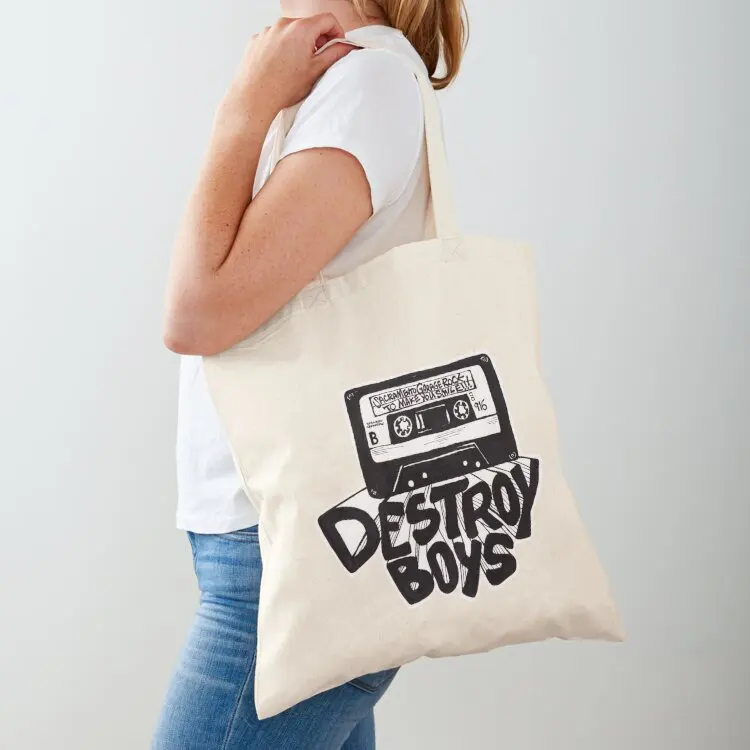 

Destroy Boys Logo White Tote Bag Portable shopping bag eco pack tote bag screen personalized tote