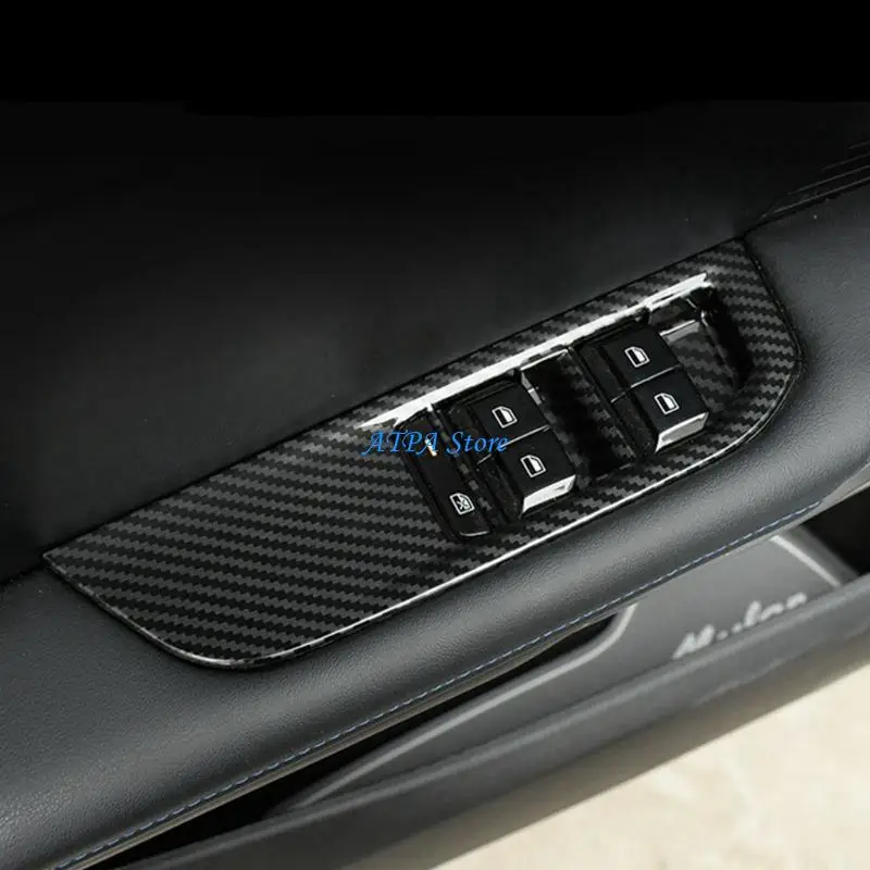 

U13C For MG4 EVMulan 2022-2024 Electric Carbon Fiber Car Interior Decoration Door Armrest Window SwitchsPanel Cover Trim 4pcs