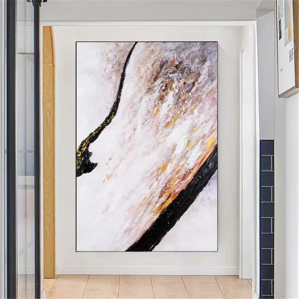 100% اليدوية النفط اللوحة مجردة ثلاثية الأبعاد الأصفر سميكة الملمس قماش لوحات صور فنية للجدران عمل فني لتزيين غرفة الطعام #4